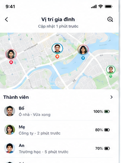 Màn hình vị trí gia đình của HomeLink